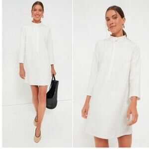 TUCKERNUCK Women’s MEDIUM White Stretch Crepe Avery Shirt Dress